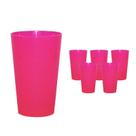 Kit 6 Copos Cancun Rosa Neon 320Ml Plástico Premium