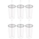 Kit 6 Copos com Tampa e Canudo 500ml Crippa Transparente Plástico Água Suco Bebidas
