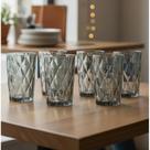Kit 6 Copos de Vidro Diamond Collection 370ml Color Preto