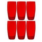 Kit 6 Copos de Vidro Vermelho Florida Mesa Chique 370ml