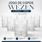Kit 6 Copos de Vidro WEZEN 320ml para Água Suco Bebidas
