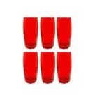 Kit 6 Copos Florida Chique Vidro Vermelho Mesa Posta 370ml