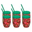 Kit 6 Copos Morango Decorados Injetemp 650ml Kit 6 Copos Morango Decorados Injetemp 650ml