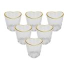 Kit 6 Copos Shot Coração Vidro com Borda Dourada 50ml Kit 6 Copos Shot Coração Vidro com Borda Dourada 50ml