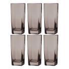 kit 6 Copos Texas Quadrado Vidro Cinza Mesa Posta Chique 320ml