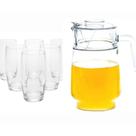 Kit 6 Copos Vidro 300ml Oca + Jarra de Vidro com Tampa 1.8Lt Kit 6 Copos Vidro 300ml Oca + Jarra de Vidro com Tampa 1.8Lt
