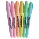 Kit 6 Cores Caneta Marca Texto Tom Pastel com Ponta Chanfrada Masterprint MP612 Amarela Verde Azul Rose Lilás Rosa