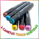 Kit 6 Cores de Canetinhas Touch Marcadoras intensas e duradouras Pontas Duplas Sortidas
