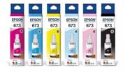 KIT 6 CORES REFIL DE TINTA ORIGINAL EPSON 673 70ML CADA P/ Impressoras L800 L805 L810 L1800
