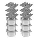 Kit 6 Cuba Gastronômica Inox Gn 1/6 100mm Com Tampa Gn 1/6