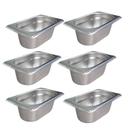 KIT 6 CUBAS GN GASTRONÔMICA INOX 1/9 65MM SEM ALÇA 550ML 10,9x6,5x17,6CM