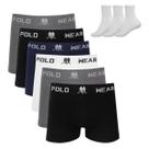Kit 6 Cueca Boxer Polo Wear Microfibra Sortido + 3 Meias M10
