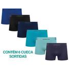 Kit 6 Cuecas Microfibra Boxer Box Modelo Sem Costura Infantil Menino