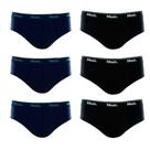 Kit 6 Cuecas Slip 100% Algodão Mash - Azul/Preto