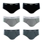Kit 6 Cuecas Slip 100% Algodão Mash - Preto/Cinza Kit 6 Cuecas Slip 100% Algodão Mash - Preto/Cinza
