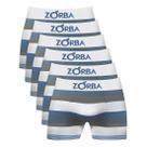 Kit 6 Cuecas Zorba Boxer Listrada 847 Branco GG