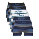 Kit 6 Cuecas Zorba Boxer Listrada 847 Branco/Preto/Marinho - GG
