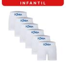 Kit 6 Cuecas Zorba Infantil Boxer sem Costura Algodão 678 Branco - M