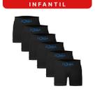 Kit 6 Cuecas Zorba Infantil Boxer sem Costura Algodão 678 Preto - M
