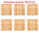 Kit 6 descanso de panela quente bambu grande 19x19cm cozinha