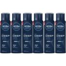 Kit 6 Desodorantes Antitranspirante Aerossol Nivea Men Deep Masculino Original 150ml