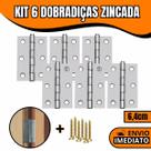 Kit 6 Dobradiças Zincada Para Porta De Madeira 6,4cm Kit 6 Dobradiças Zincada Para Porta De Madeira 6,4cm