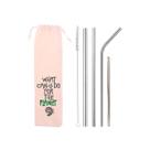 Kit 6 em 1: 4 canudos de inox (shake 10mm) + Escova + Ecobag What