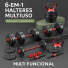 Kit 6 em 1 Barra Anilha Musculação Halter Kettlebell 20KG/30 Kg Academia Ajustável Envio Rapido