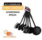 Kit 6 em 1 Utensílios de Cozinha Resistente Colher, Concha, Espátula, Pegador e Mais!