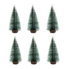 Kit 6 Enfeite Natalino Mini Pinheiro Nevado Verde Natal 15CM