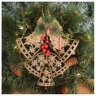 Kit 6 Enfeite Pendente Decoração Natalina Sino Vazado Dourado 25cm