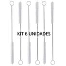 Kit 6 Escova de limpeza de canudo Cerdas Nylon Haste Inox Flexível 21cm