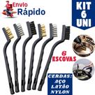 Kit 6 Escova Multiuso Cerdas Aço Nylon Latão Limpeza Pesada Ferrugem Grelha Oficina