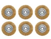 Kit 6 escova rotativa circular latonada 6" x 1/2" para motoesmeril