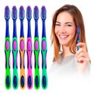 Kit 6 Escovas De Dente Revolution Mix Color Macia Adulto