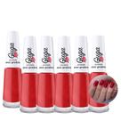 Kit 6 Esmalte para Unhas Perolado Cor Amor Proibido Vermelho 503 8ml Guga