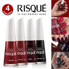 Kit 6 Esmaltes Risqué Tons Escuros Vermelho Vinho e Preto Esmaltes Atacado Kit 6 Esmaltes Risqué Tons Escuros Vermelho Vinho e Preto Esmaltes Atacado