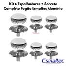 Kit 6 Espalhadores e Queimadores Fogão Esmaltec Bali Aluminio