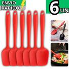 Kit 6 Espátula De Silicone Reta Chapeiro Antiaderente Utensílio de Cozinha Restaurante Casa