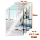 Kit 6 Espelhos Adesivo Retangular 50x35 Decorativo Kit 6 Espelhos Adesivo Retangular 50x35 Decorativo