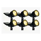 Kit 6 Espetos 30w Solar Led Iluminação De Jardim Luz Amarela