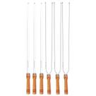 Kit 6 Espetos 70cm Preparo Churrasco Simples e Duplo Cabo Madeira Alumínio Mor
