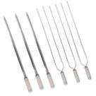 Kit 6 Espetos Churrasco Aço Inox Duplo e Espada Lâmina 80c