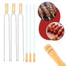 Kit 6 Espetos de Aço Galvanizado Chatos Duplos para Assar Churrasco com Cabo de Madeira Carne Costela Linguiça Aperitivos Fogo de Chão Churrasqueira