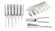 kit 6 Espetos de churrasco Em Inox Simples E Duplo 44cm com Porta Espeto