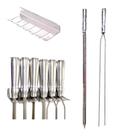 Kit 6 Espetos Em Inox Simples E Duplo + Porta Espeto 44cm Kit 6 Espetos Em Inox Simples E Duplo + Porta Espeto 44cm