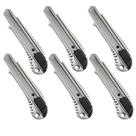 Kit 6 Estilete Metálico Reforçado Profissional Trava automatica 18mm Worker Kit 6 Estilete Metálico Reforçado Profissional Trava automatica 18mm Worker