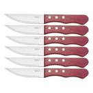kit 6 Faca Inox Com Cabo Madeira Outback Churrascaria 24,5 Cm Cor Cinza/marrom