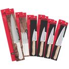 Kit 6 Facas Aço Carbono e Inox Cozinha Churrasco Cabo Branco e Cabo Marrom