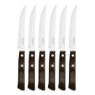 Kit 6 Facas de Churrasco Tramontina Polywood Inox Cabo Castanho